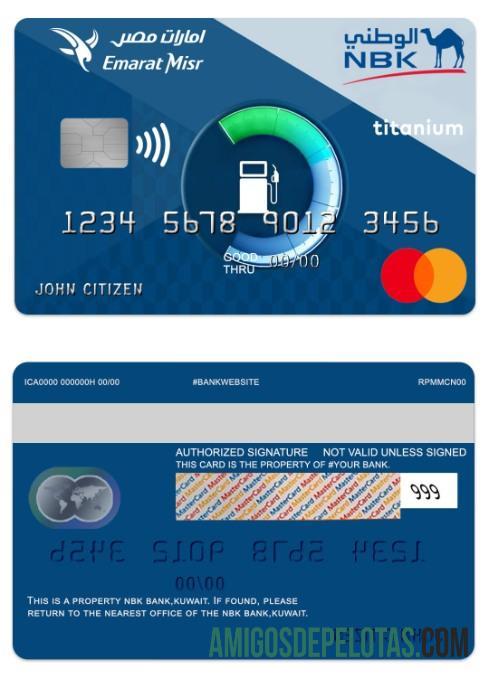 Kuwait NBK Bank Emarat Misr Titanium Mastercard example